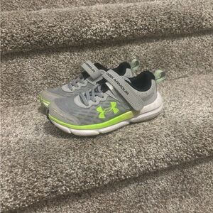 Under Armour Kids Gray and Neon Green Athletic Sneakers